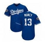 Men's Majestic Los Angeles Dodgers #13 Max Muncy Authentic Royal Blue Team Logo Fashion Cool Base 2018 World Series MLB Jersey