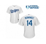 Men's Majestic Los Angeles Dodgers #14 Enrique Hernandez Authentic White Home Cool Base MLB Jersey