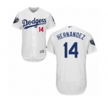Men's Majestic Los Angeles Dodgers #14 Enrique Hernandez White Home Flex Base Authentic Collection 2018 World Series MLB Jersey