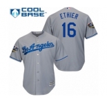 Men's Majestic Los Angeles Dodgers #16 Andre Ethier Replica Grey Road Cool Base 2018 World Series MLB Jersey