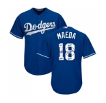 Men's Majestic Los Angeles Dodgers #18 Kenta Maeda Authentic Royal Blue Team Logo Fashion Cool Base MLB Jersey