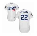 Men's Majestic Los Angeles Dodgers #22 Clayton Kershaw White Home Flex Base Authentic Collection 2018 World Series MLB Jersey