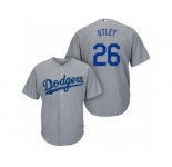 Men's Majestic Los Angeles Dodgers #26 Chase Utley Replica Grey Road Cool Base MLB Jersey