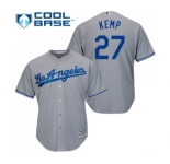 Men's Majestic Los Angeles Dodgers #27 Matt Kemp Replica Grey Road Cool Base MLB Jersey