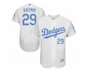 Men's Majestic Los Angeles Dodgers #29 Scott Kazmir Authentic White 2016 Father's Day Fashion Flex Base MLB Jersey