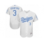 Men's Majestic Los Angeles Dodgers #3 Carl Crawford Authentic White 2016 Father's Day Fashion Flex Base MLB Jersey