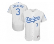 Men's Majestic Los Angeles Dodgers #3 Carl Crawford Authentic White 2016 Father's Day Fashion Flex Base MLB Jersey