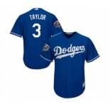 Men's Majestic Los Angeles Dodgers #3 Chris Taylor Replica Royal Blue Alternate Cool Base 2018 World Series MLB Jersey