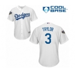 Men's Majestic Los Angeles Dodgers #3 Chris Taylor Replica White Home Cool Base 2018 World Series MLB Jersey