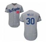 Men's Majestic Los Angeles Dodgers #30 Maury Wills Grey Road Flex Base Authentic Collection 2018 World Series MLB Jersey