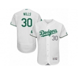 Men's Majestic Los Angeles Dodgers #30 Maury Wills White Celtic Flexbase Authentic Collection MLB Jersey