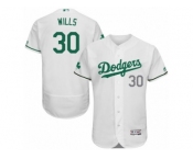 Men's Majestic Los Angeles Dodgers #30 Maury Wills White Celtic Flexbase Authentic Collection MLB Jersey