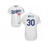 Men's Majestic Los Angeles Dodgers #30 Maury Wills White Flexbase Authentic Collection MLB Jersey