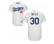 Men's Majestic Los Angeles Dodgers #30 Maury Wills White Flexbase Authentic Collection MLB Jersey