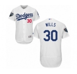 Men's Majestic Los Angeles Dodgers #30 Maury Wills White Home Flex Base Authentic Collection 2018 World Series MLB Jersey