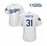 Men's Majestic Los Angeles Dodgers #31 Mike Piazza Replica White Home Cool Base 2018 World Series MLB Jersey