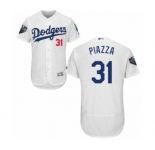 Men's Majestic Los Angeles Dodgers #31 Mike Piazza White Home Flex Base Authentic Collection 2018 World Series MLB Jersey