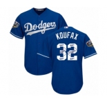 Men's Majestic Los Angeles Dodgers #32 Sandy Koufax Authentic Royal Blue Team Logo Fashion Cool Base 2018 World Series MLB Jersey