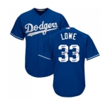Men's Majestic Los Angeles Dodgers #33 Mark Lowe Authentic Royal Blue Team Logo Fashion Cool Base MLB Jersey