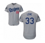 Men's Majestic Los Angeles Dodgers #33 Mark Lowe Gray Alternate Flex Base Authentic Collection 2018 World Series MLB Jersey