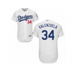 Men's Majestic Los Angeles Dodgers #34 Fernando Valenzuela White Flexbase Authentic Collection MLB Jersey