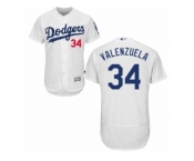 Men's Majestic Los Angeles Dodgers #34 Fernando Valenzuela White Flexbase Authentic Collection MLB Jersey