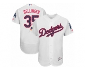 Men's Majestic Los Angeles Dodgers #35 Cody Bellinger Authentic Grey Stars & Stripes Authentic Collection Flex Base MLB Jersey