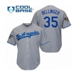 Men's Majestic Los Angeles Dodgers #35 Cody Bellinger Replica Grey Road Cool Base 2018 World Series MLB Jersey