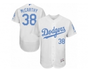 Men's Majestic Los Angeles Dodgers #38 Brandon McCarthy Authentic White 2016 Father's Day Fashion Flex Base MLB Jersey