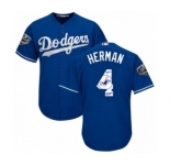 Men's Majestic Los Angeles Dodgers #4 Babe Herman Authentic Royal Blue Team Logo Fashion Cool Base 2018 World Series MLB Jersey