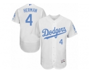 Men's Majestic Los Angeles Dodgers #4 Babe Herman Authentic White 2016 Father's Day Fashion Flex Base MLB Jersey