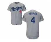 Men's Majestic Los Angeles Dodgers #4 Babe Herman Grey Flexbase Authentic Collection MLB Jersey