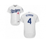 Men's Majestic Los Angeles Dodgers #4 Babe Herman White Flexbase Authentic Collection MLB Jersey