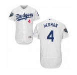 Men's Majestic Los Angeles Dodgers #4 Babe Herman White Home Flex Base Authentic Collection 2018 World Series MLB Jersey