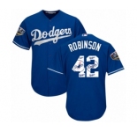 Men's Majestic Los Angeles Dodgers #42 Jackie Robinson Authentic Royal Blue Team Logo Fashion Cool Base 2018 World Series MLB Jersey
