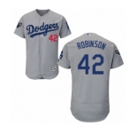 Men's Majestic Los Angeles Dodgers #42 Jackie Robinson Gray Alternate Flex Base Authentic Collection 2018 World Series MLB Jersey