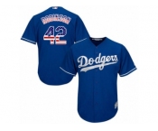 Men's Majestic Los Angeles Dodgers #42 Jackie Robinson Replica Royal Blue USA Flag Fashion Cool Base MLB Jersey