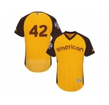 Men's Majestic Los Angeles Dodgers #42 Jackie Robinson Yellow 2016 All-Star American League BP Authentic Collection Flex Base MLB Jersey