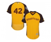 Men's Majestic Los Angeles Dodgers #42 Jackie Robinson Yellow 2016 All-Star American League BP Authentic Collection Flex Base MLB Jersey