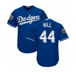 Men's Majestic Los Angeles Dodgers #44 Rich Hill Authentic Royal Blue Team Logo Fashion Cool Base 2018 World Series MLB Jersey