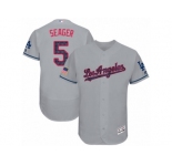 Men's Majestic Los Angeles Dodgers #5 Corey Seager Authentic Grey Stars & Stripes Authentic Collection Flex Base MLB Jersey
