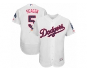 Men's Majestic Los Angeles Dodgers #5 Corey Seager Authentic White Stars & Stripes Authentic Collection Flex Base MLB Jersey