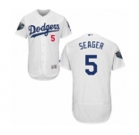 Men's Majestic Los Angeles Dodgers #5 Corey Seager White Home Flex Base Authentic Collection 2018 World Series MLB Jersey