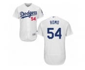 Men's Majestic Los Angeles Dodgers #54 Sergio Romo White Flexbase Authentic Collection MLB Jersey