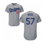 Men's Majestic Los Angeles Dodgers #57 Alex Wood Gray Alternate Flex Base Authentic Collection MLB Jersey