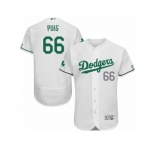 Men's Majestic Los Angeles Dodgers #66 Yasiel Puig White Celtic Flexbase Authentic Collection MLB Jersey