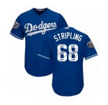 Men's Majestic Los Angeles Dodgers #68 Ross Stripling Authentic Royal Blue Team Logo Fashion Cool Base 2018 World Series MLB Jersey