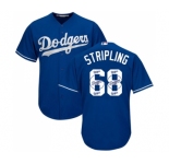 Men's Majestic Los Angeles Dodgers #68 Ross Stripling Authentic Royal Blue Team Logo Fashion Cool Base MLB Jersey