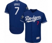 Men's Majestic Los Angeles Dodgers #7 Julio Urias Royal Blue Alternate Flex Base Authentic Collection 2018 World Series MLB Jersey