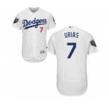 Men's Majestic Los Angeles Dodgers #7 Julio Urias White Home Flex Base Authentic Collection 2018 World Series MLB Jersey